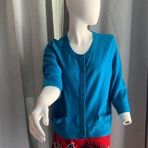 kate spade Teal Blue Button-Front Cardigan 
size XL